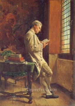  clasicista obras - El lector de blanco del clasicista Jean Louis Ernest Meissonier